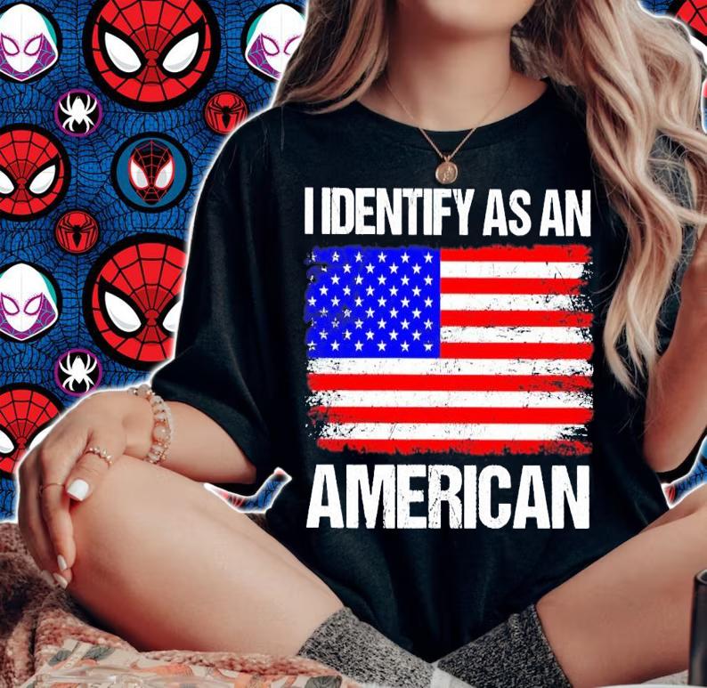 I identify as an American flag shirt woman shirt
