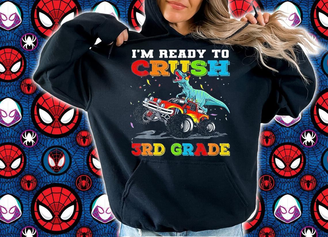 Rex Monster Truck Crush 3Rd Grade Back To School Dinosaur T-shirt