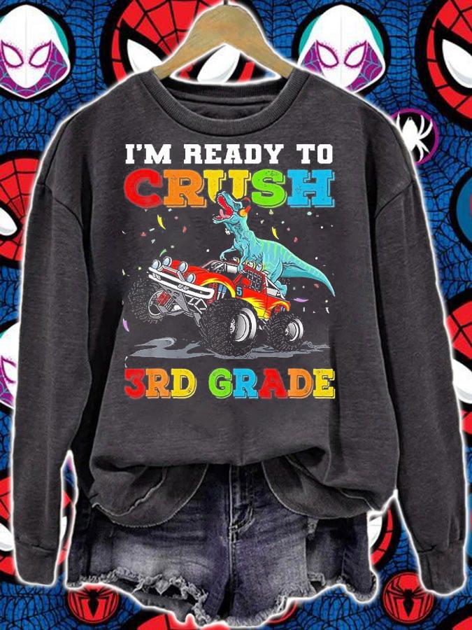 Rex Monster Truck Crush 3Rd Grade Back To School Dinosaur T-shirt