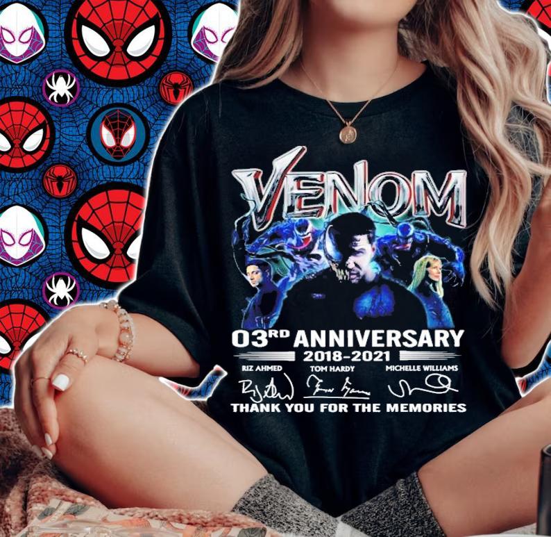 Venom 03rd anniversary 2018 2021 signatures thank you for the memories t-shirt