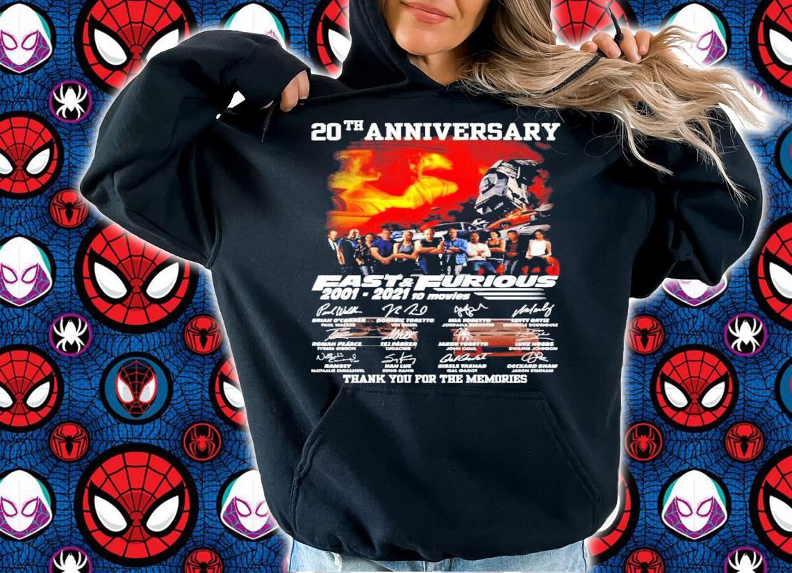 20th anniversary Fast and Furious 2001-2021 10 movies signature shirt