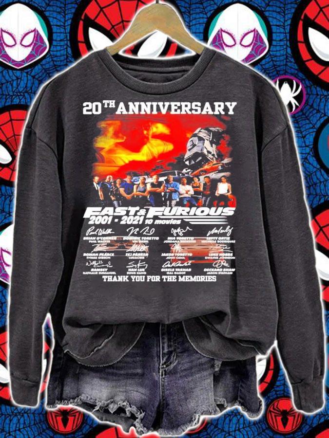20th anniversary Fast and Furious 2001-2021 10 movies signature shirt