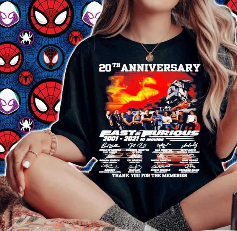 20th anniversary Fast and Furious 2001-2021 10 movies signature shirt