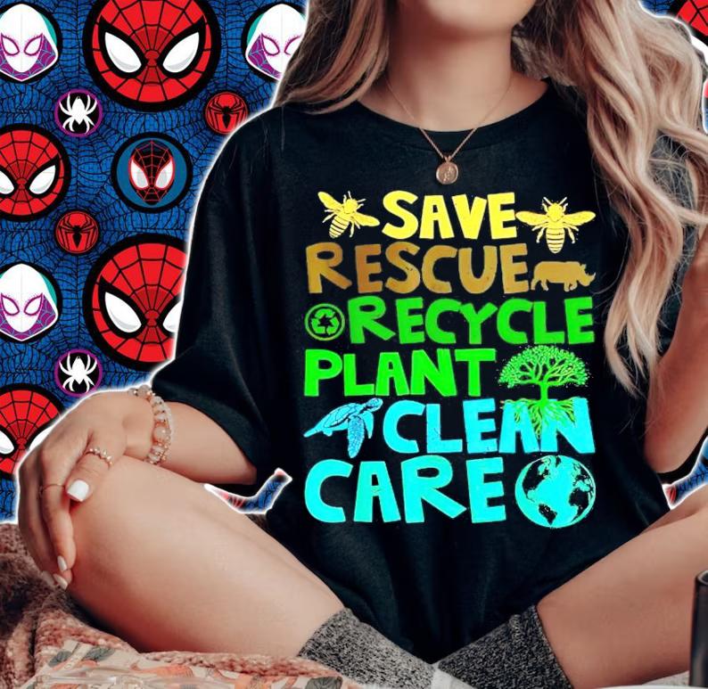 Happy Earth save rescue recycle plant clean care shirt woman shirt