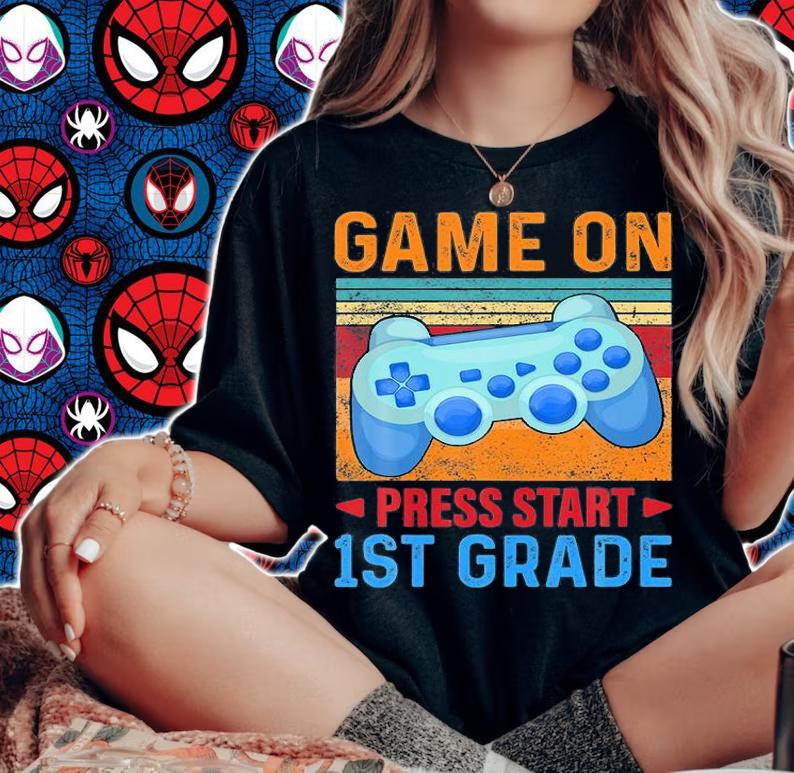 Vintage Video Game First Grade Kids Back To School T-shirt woman shirt