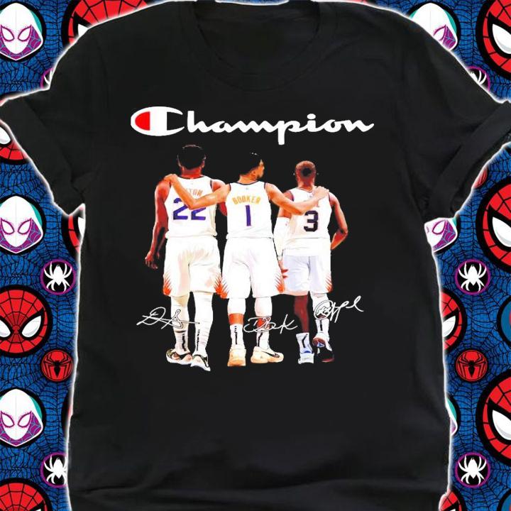 Champions Deandre Ayton Devin Booker and Chris Paul signature shirt shirt