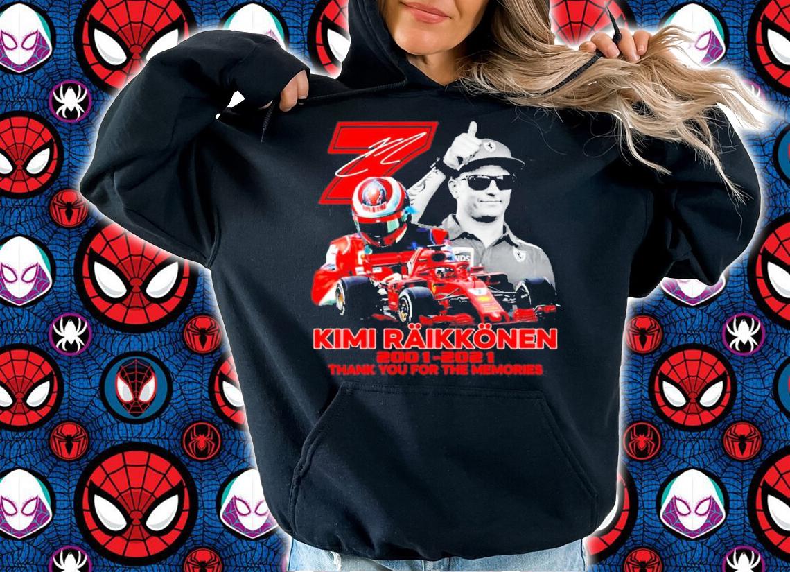 Kimi Raikkonen 2001-2021 signature thank you for the memories shirt hoodie