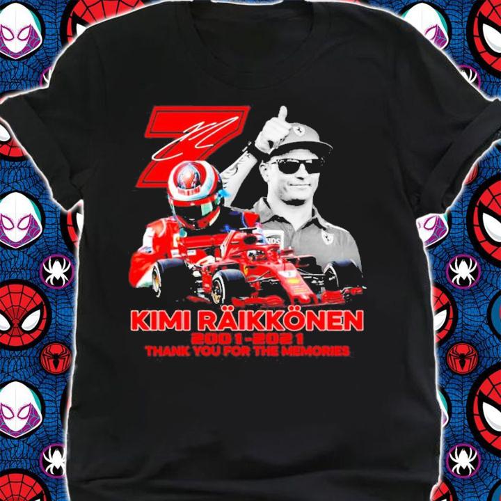 Kimi Raikkonen 2001-2021 signature thank you for the memories shirt shirt