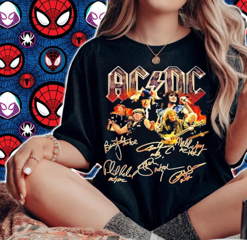 Men's ACDC 47th anniversary 1973-2020 signature t-shirt woman shirt