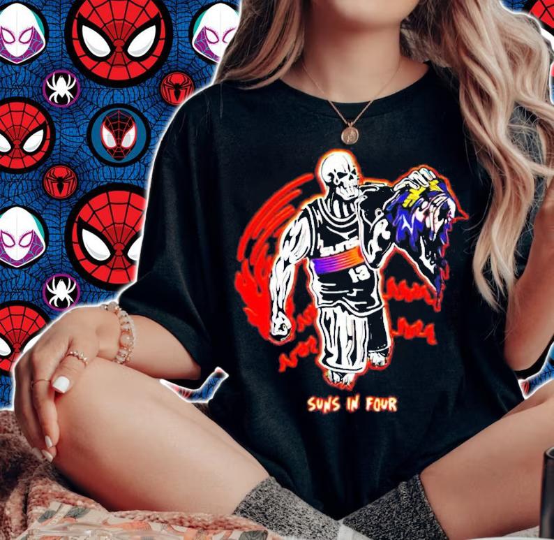 Phoenix Suns In Four Skull Fighter Quality t-shirt woman shirt