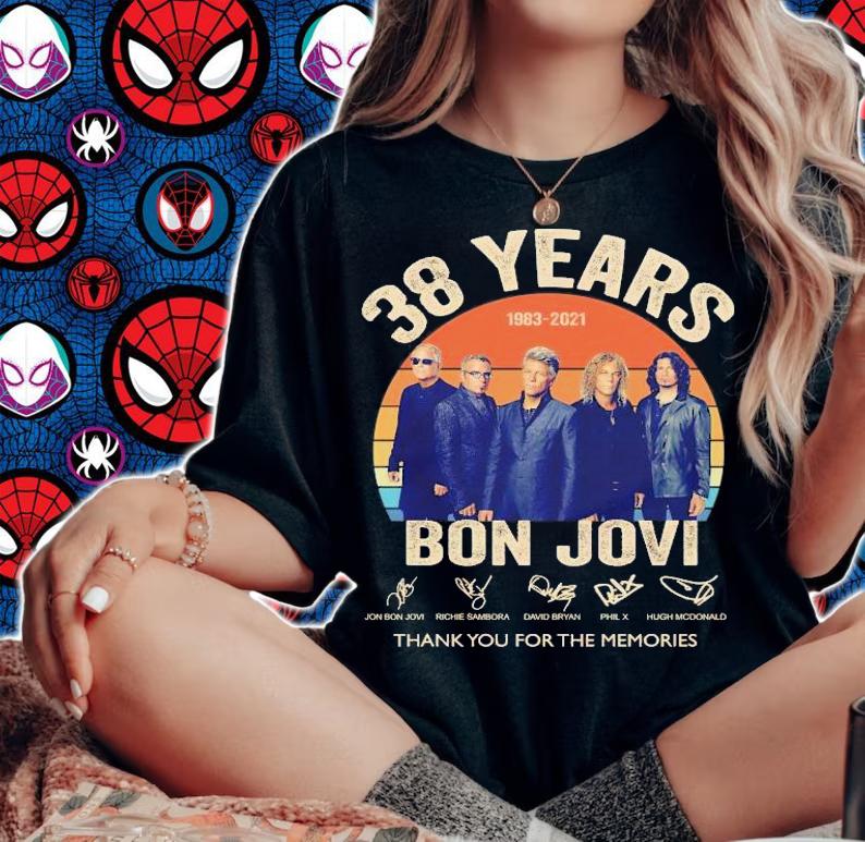 38 years 1983 2021 Bon Jovi thank you for the memories vintage shirt woman shirt