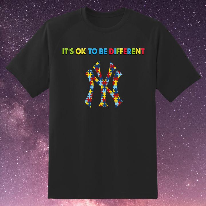 It's Ok To Be Different Autism Awareness New York Yankees Logo T-Shirt - Limited Edition