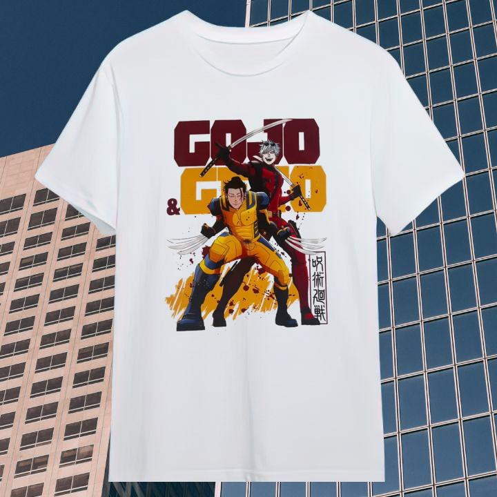 Premium Jujutsu Kaisen Gojo And Geto Marvel Deadpool And Wolverine T-Shirt