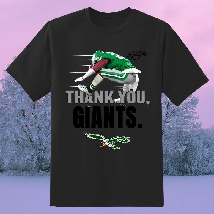 Saquon Barkley Thank You Giants Philadelphia Eagles Signatures Shirt