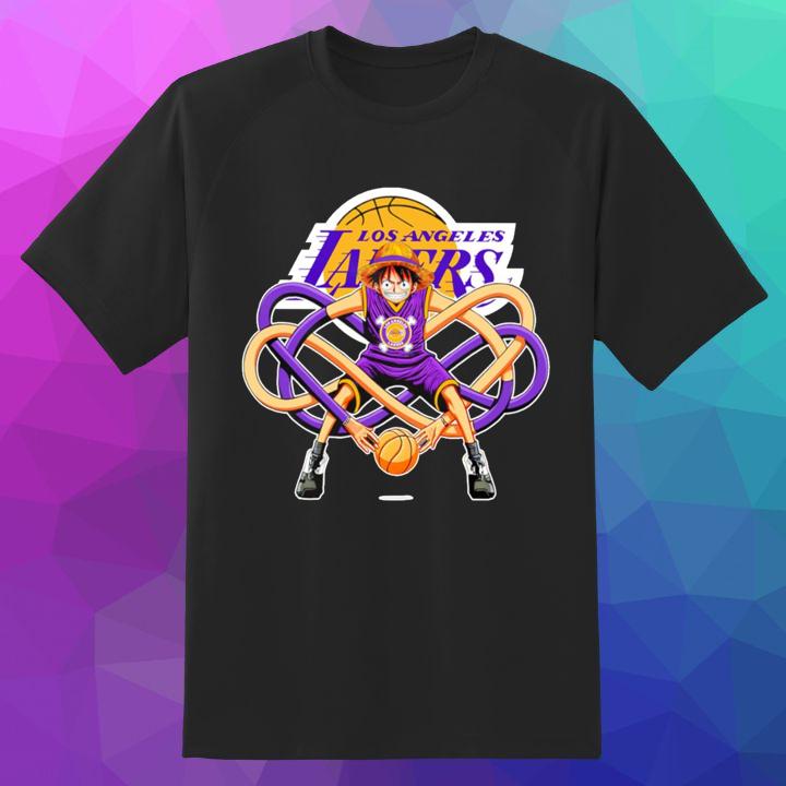 Monkey D. Luffy Los Angeles Lakers One Piece Funny Basketball T-Shirt