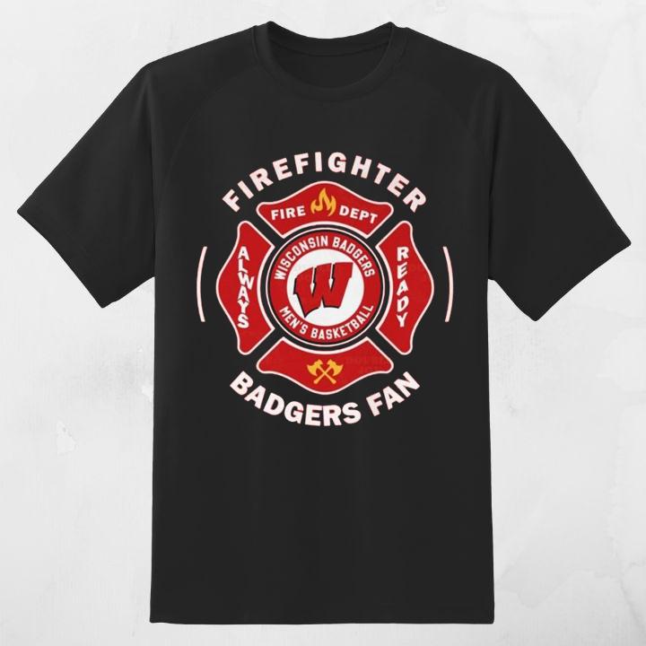Fire Dept Wisconsin Badgers Logo Mens Basketball Firefighter T-Shirt