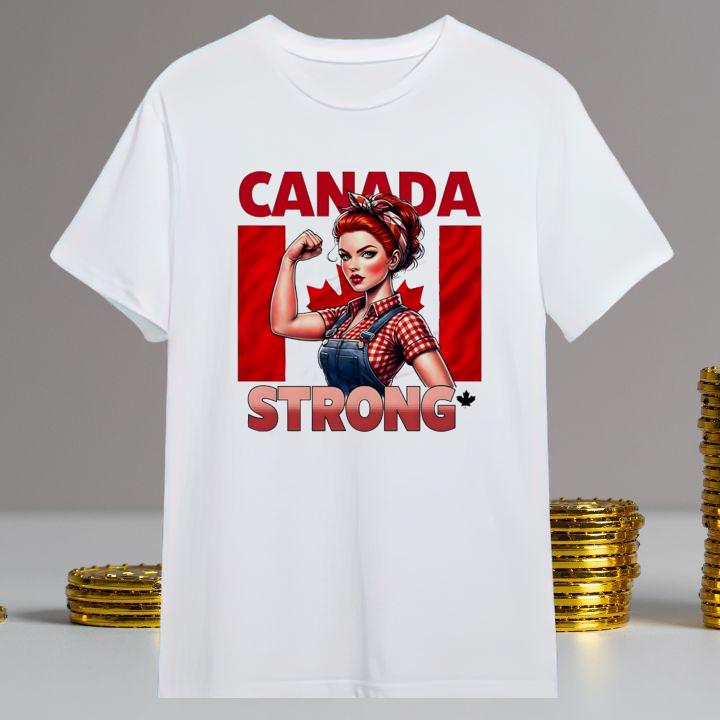 J'Aime Le Canada Strong Girl I Love Canada Flag T-Shirt