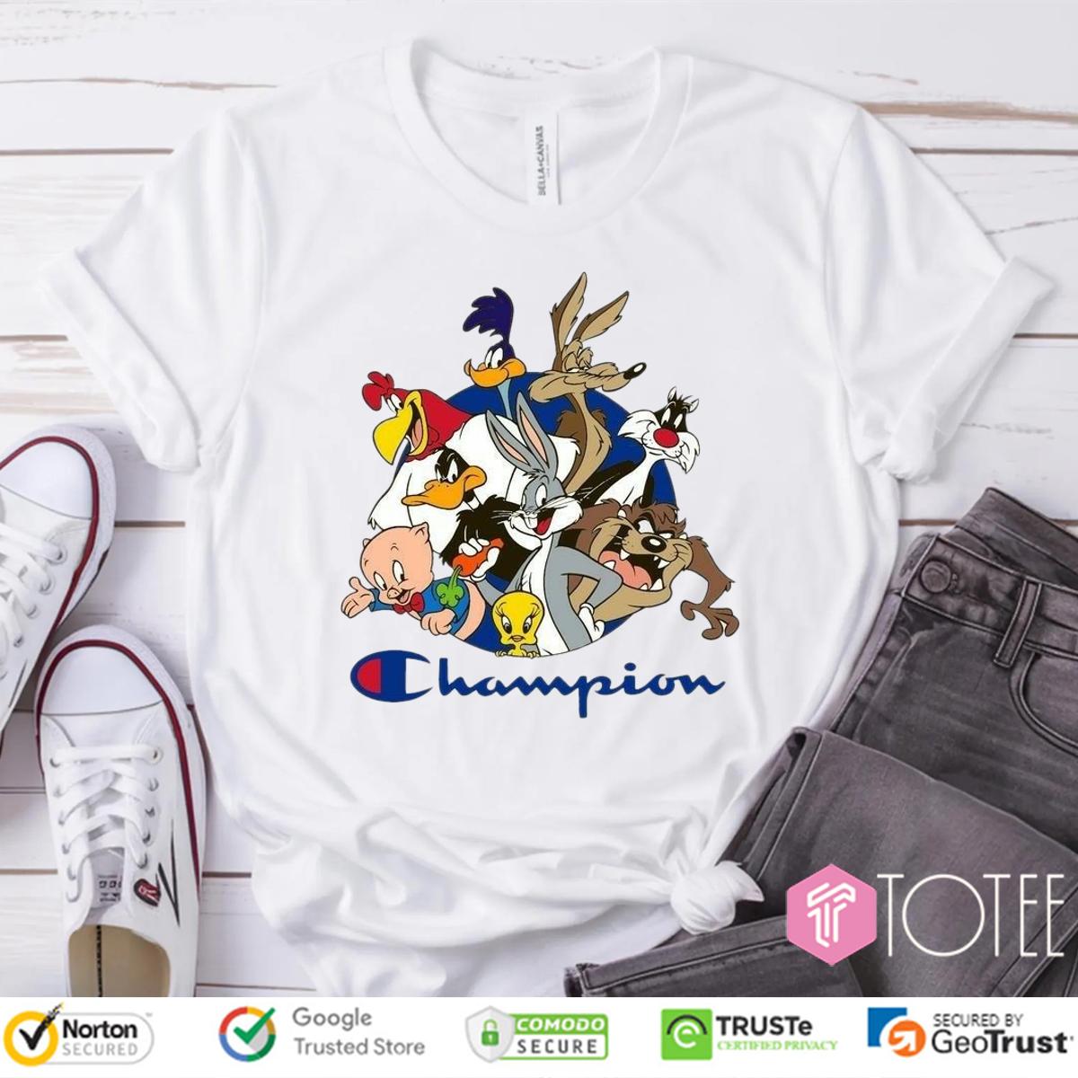 Looney Tunes Characters Parody Champion Logo T-Shirt