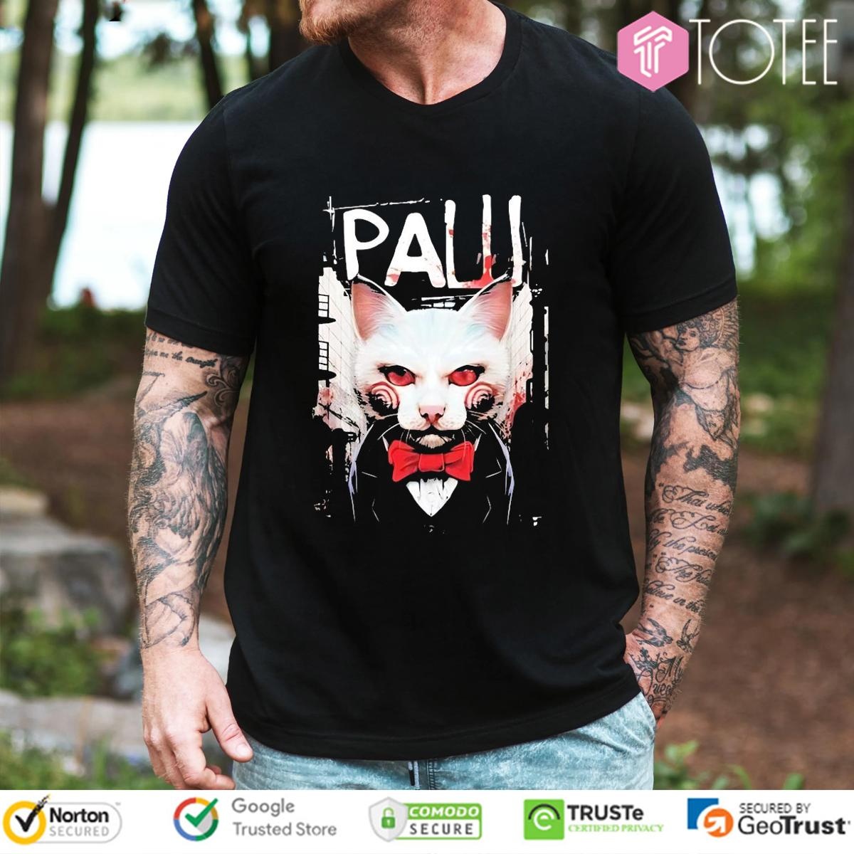 Horror Paw Cat Parody Saw Billy The Puppet T-shirt