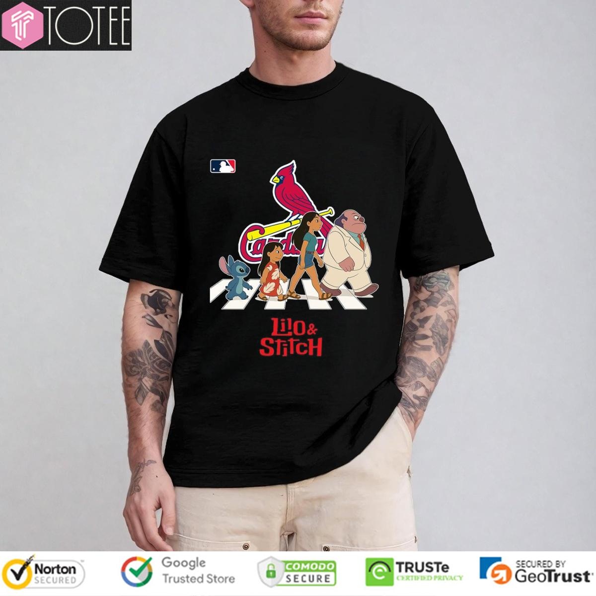 Lilo And Stitch Abbey Road St. Louis Cardinals Baseball T-shirt