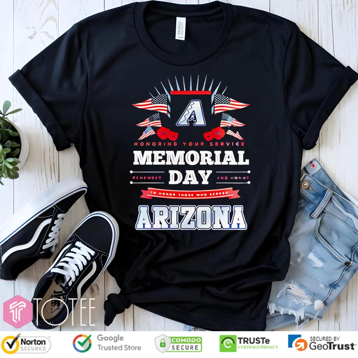 Honoring Your Service Memorial Day Arizona Diamondbacks Baseball T-shirt