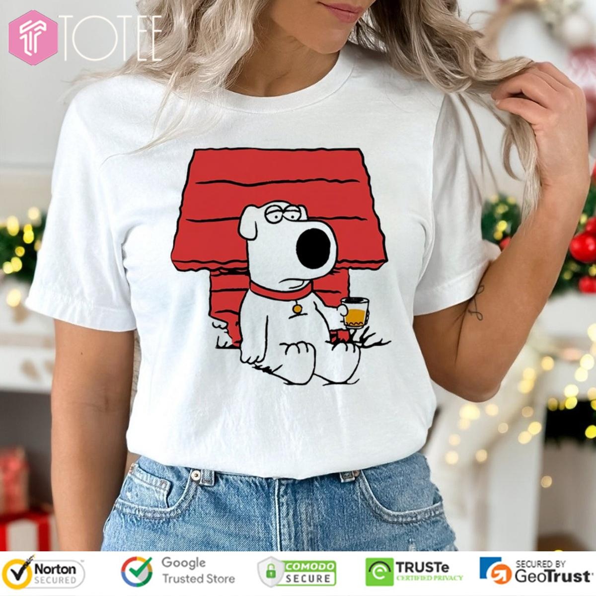 Brian Griffin From Family Guy Sitting Next To Snoopys Dog House T-shirt